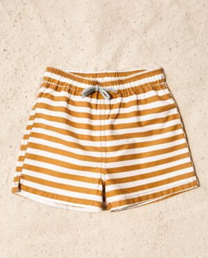 orange striped kids swim shorts