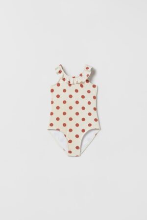 kids polka dot frill swimsuit