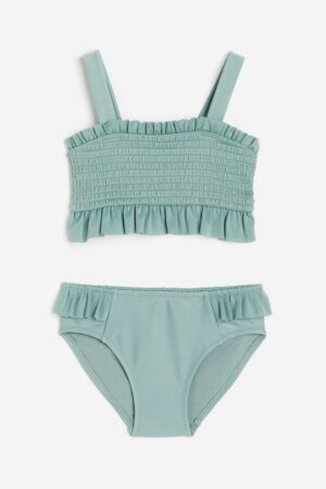 kids sage frill smocked bikini