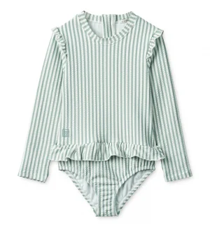 kids stripe seersucker long sleeve swimsuit