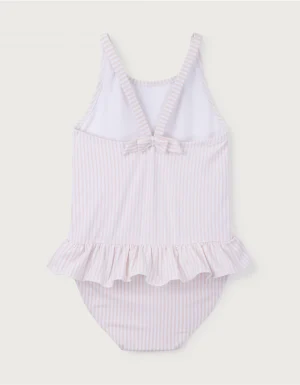 baby pink striped bow back swimsuit