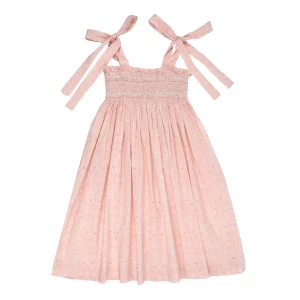 girls pink floral smock summer dress