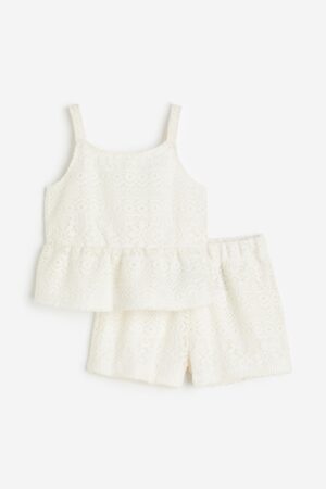 white lace kids short set
