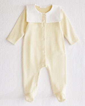 yellow terry romper with collar