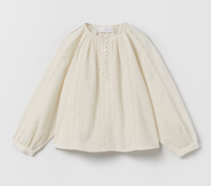 girls white textured blouse