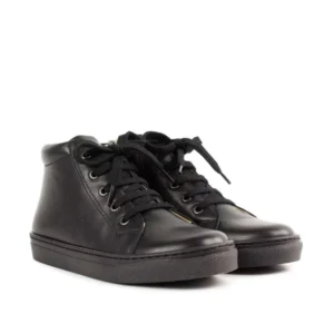 boys black lace up school boots