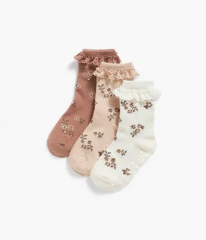 kids pink floral socks