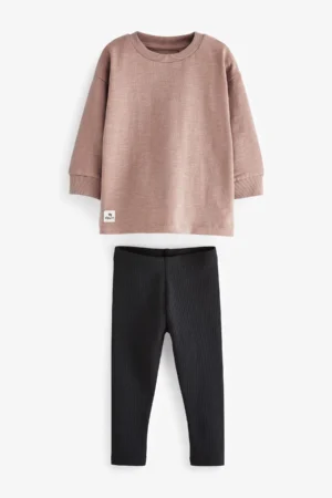 kids pink t-shirt leggings set