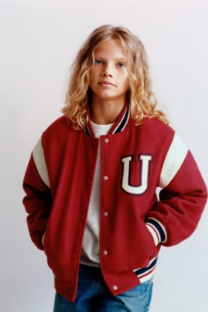 kids red varsity jacket
