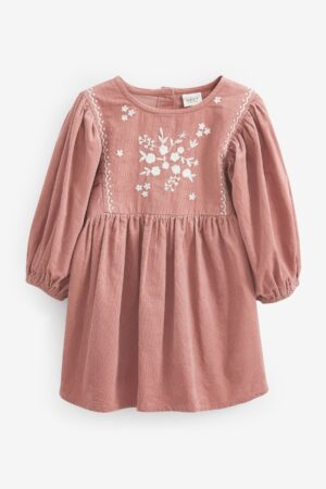 pink cord embroidered dress