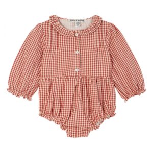 red gingham romper
