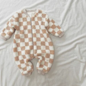 checked teddy romper