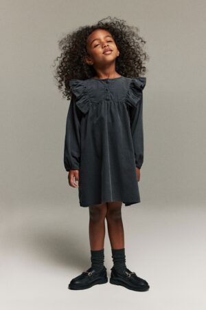frilled corduroy dress