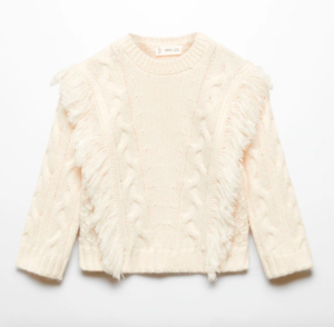 girls fringed knit sweatshirt