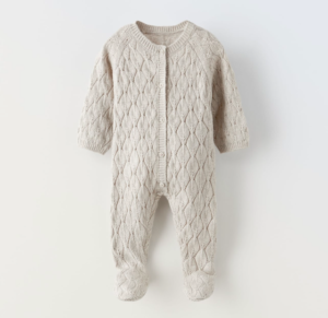 cable knit baby romper