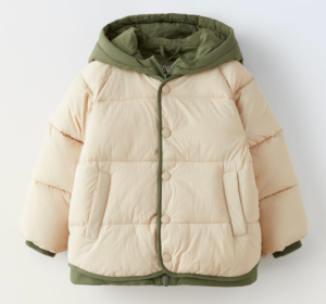 colour block puffer coat