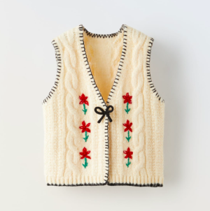 floral embroidered knit vest