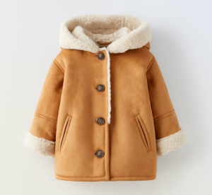 kids shearling hooded coat