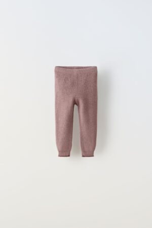 pink ribbed knit leggings