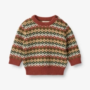 baby red jacquard sweater
