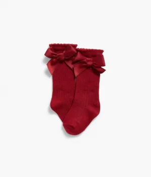 baby red bow socks