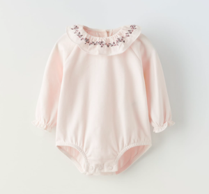 bodysuit with embroidered collar