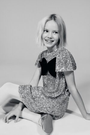 gold dress with bow