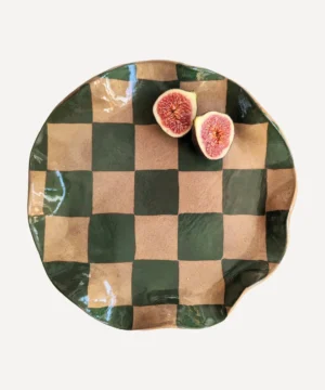 green check wavy serving platter