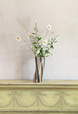green stripe twist vase