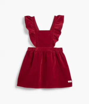 kids red velvet apron dress
