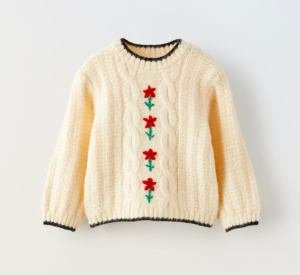 floral embroidered knit sweater