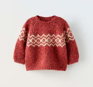 red jaquard knit baby jumper