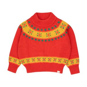 kids red folk sweater