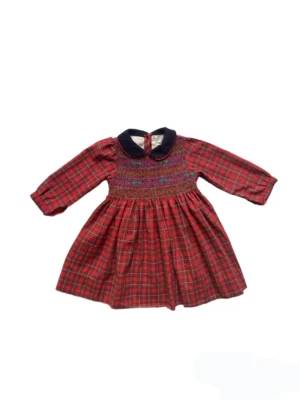 red crochet smocked dress