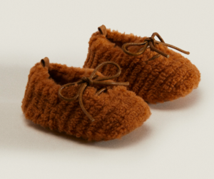faux shearling baby booties