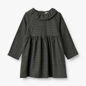 black check collar kids dress
