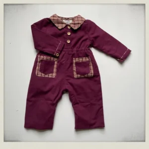 burgundy baby boiler suit