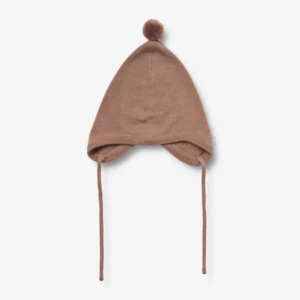 dusty pink knit bonnet