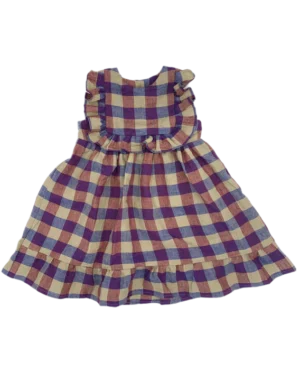gingham frill detail dress