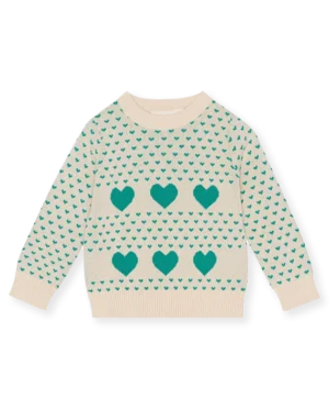 green jeart jumper