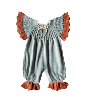 knit frill edge romper