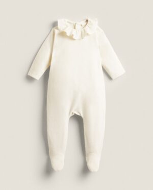 velour romper with frill collar