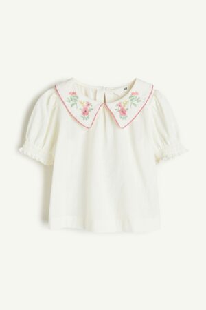 girls embroidered collar blouse