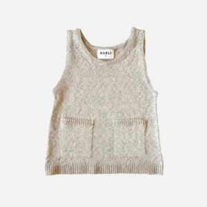 kids cream linen knit vest