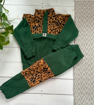 green leopard kids tracksuit