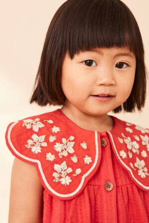 red collar cotton dress