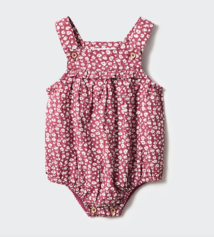 red floral cotton romper