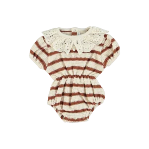 striped waffle romper