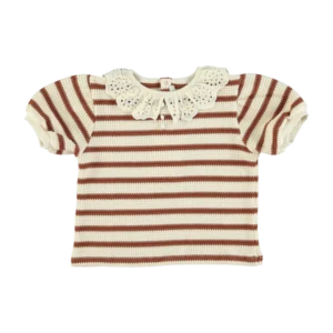 striped waffle collar top