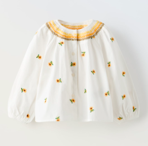 sunflower embroidered girls blouse